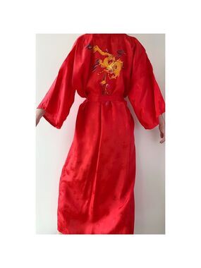Golden Bee Vintage Red Robe with Gold Embroidery